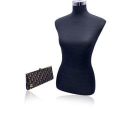 Christian Dior Vintage Blue Oblique Monogram Canvas Clutch Bag