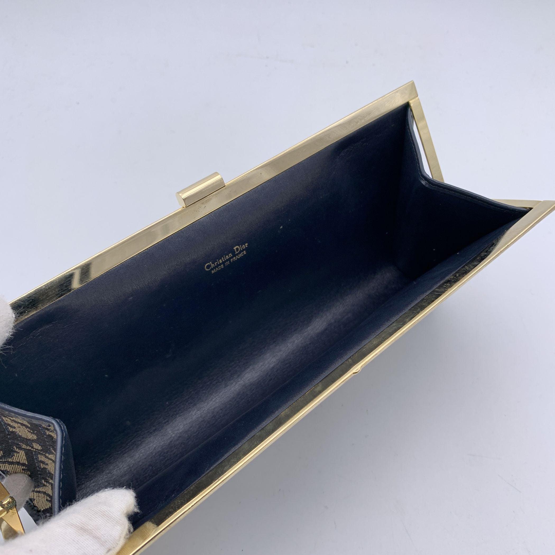 Women's Christian Dior Vintage Blue Oblique Monogram Canvas Clutch Bag