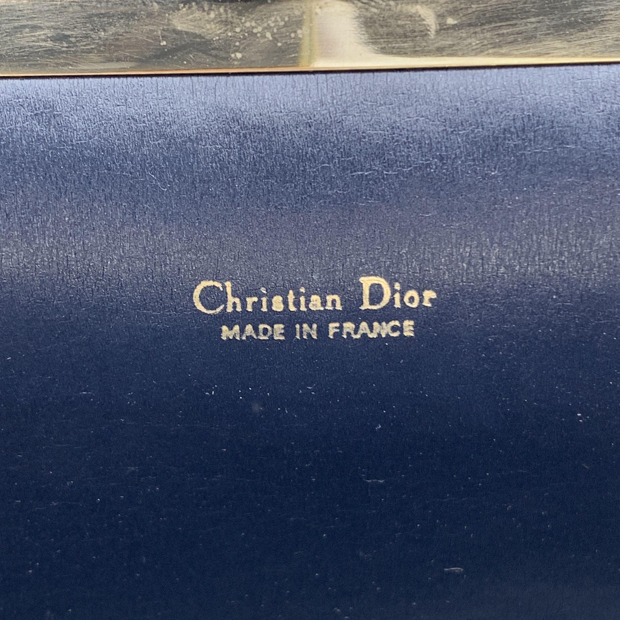 Christian Dior Vintage Blue Oblique Monogram Canvas Clutch Bag 1