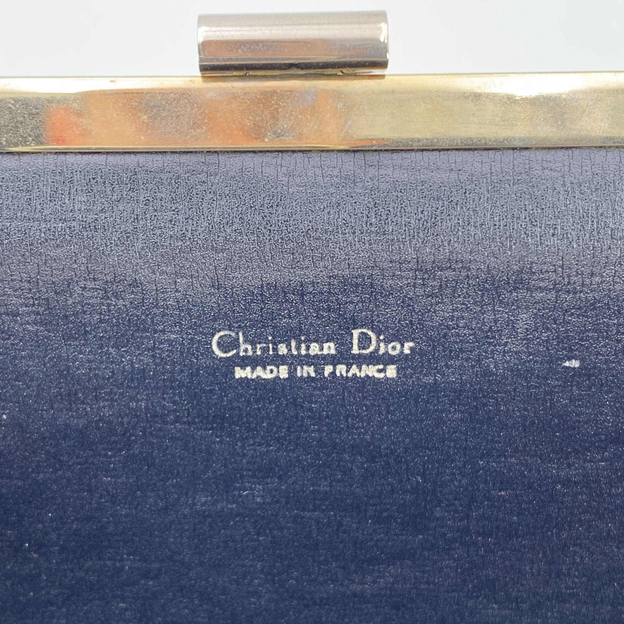 Christian Dior Bolso de mano de lona con monograma oblicuo azul vintage en venta 1