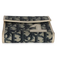 Christian Dior Vintage Blue White Diorissimo Canvas 1 Trifold Wallet