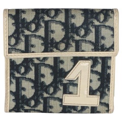 Christian Dior Vintage Blue White Diorissimo Canvas 1 Trifold Wallet