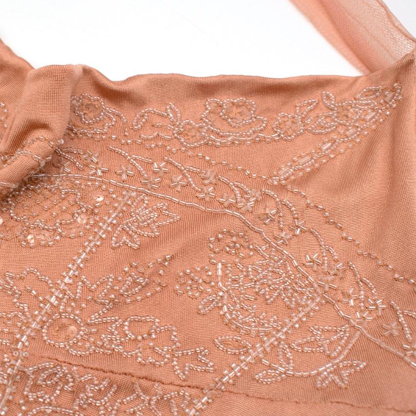 Christian Dior Vintage  Blush Silk Beaded Mini Dress - Size US 6 For Sale 2