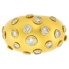 Christian Dior Anello Cocktail Vintage Bombe di Diamanti in Oro Giallo 18k