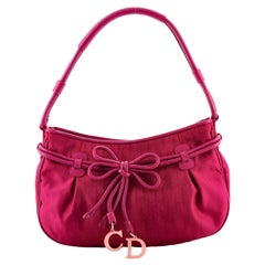 Christian Dior Vintage Bow Charm Hobo Bag Diorissimo Nylon and Leather