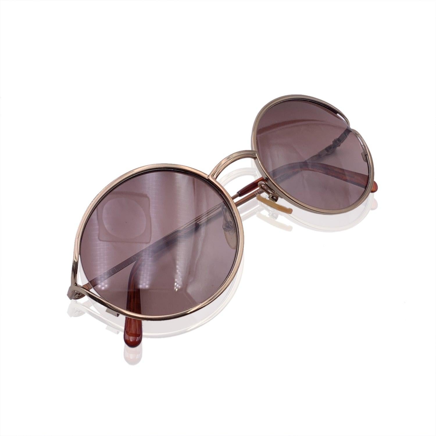 Christian Dior Vintage Bronze Metal Round Sunglasses CD 3500 10K 135mm 1