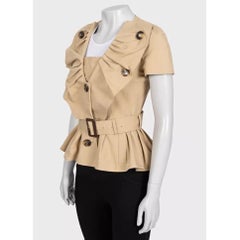Christian Dior Vintage Brown Cotton Short-Sleeve Jacket Sz.36/ S