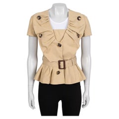 Christian Dior Vintage Brown Cotton Short-Sleeve Jacket Sz.36/ S