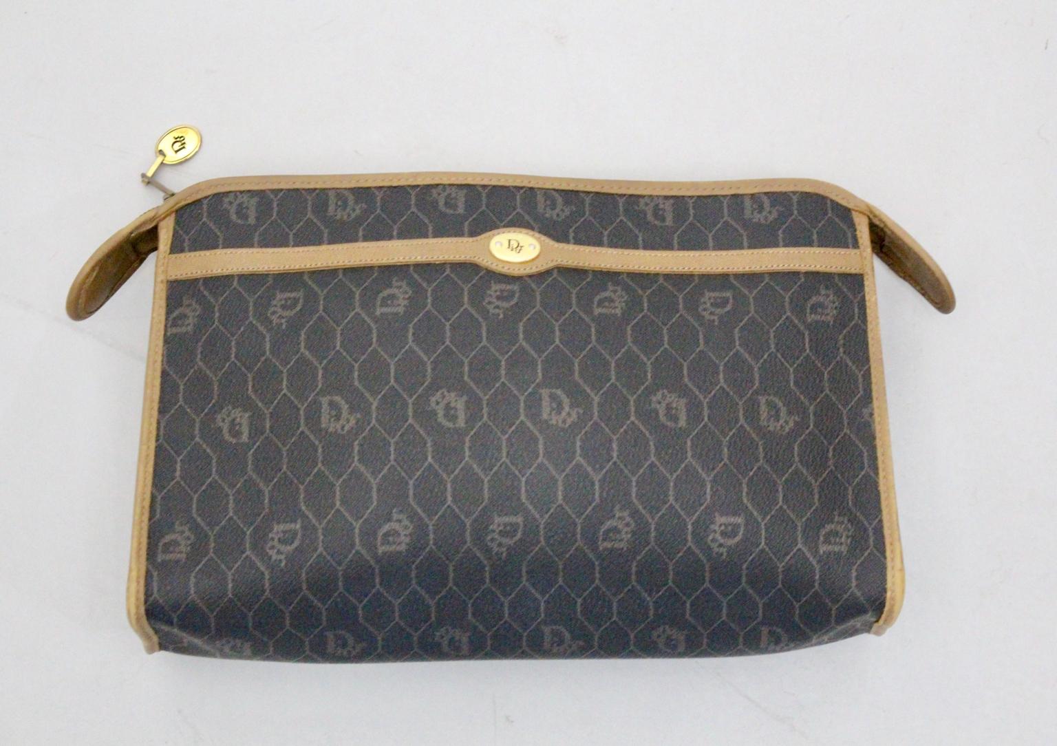 Christian Dior Vintage Brown Honeycomb Clutch For Sale 3