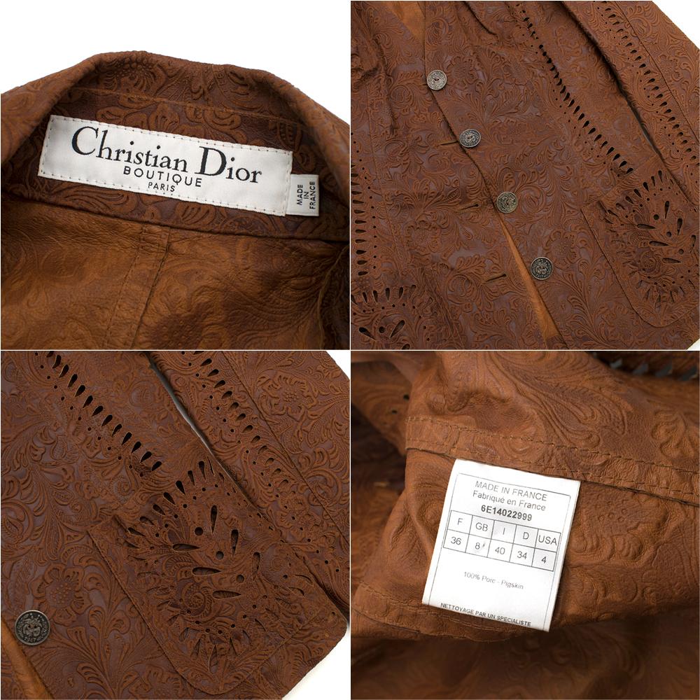 Christian Dior Vintage Brown Laser Cut Pig Skin Suit S 1