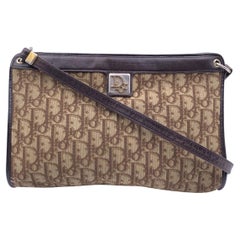 Christian Dior Vintage Brown Logo Canvas Tapestry Shoulder Bag