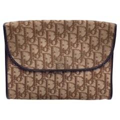 Christian Dior Retro Brown Logo Monogram Canvas Clutch Bag