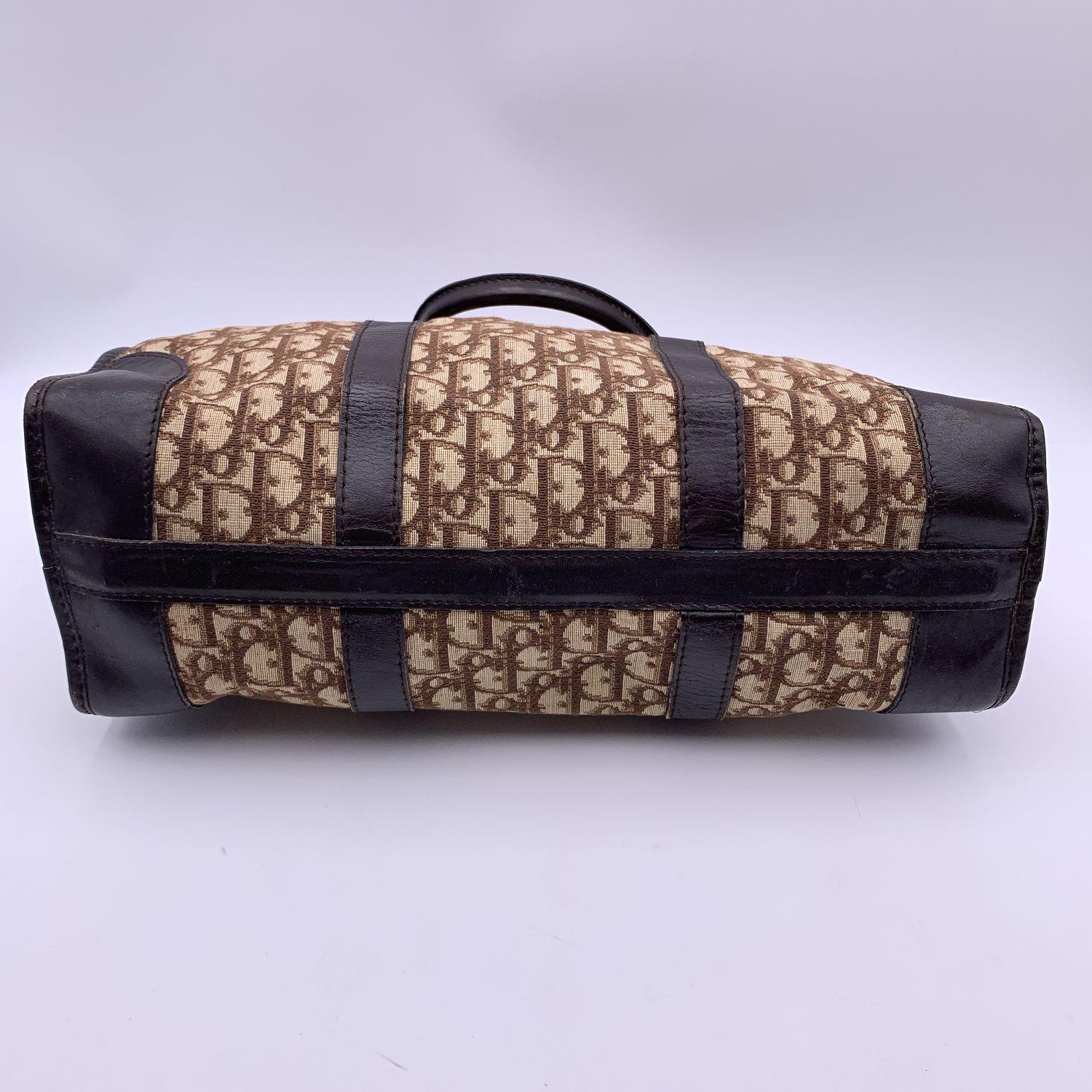 Christian Dior Vintage Brown Logo Monogram Oblique Canvas Satchel Bag 5