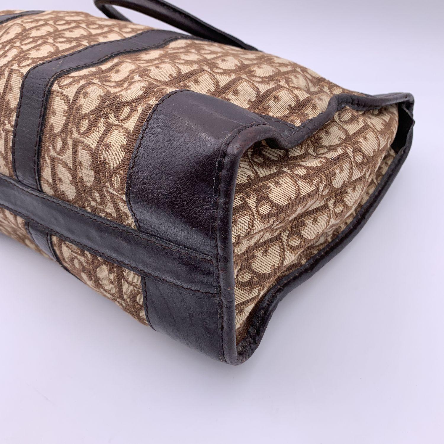 Christian Dior Vintage Brown Logo Monogram Oblique Canvas Satchel Bag 3