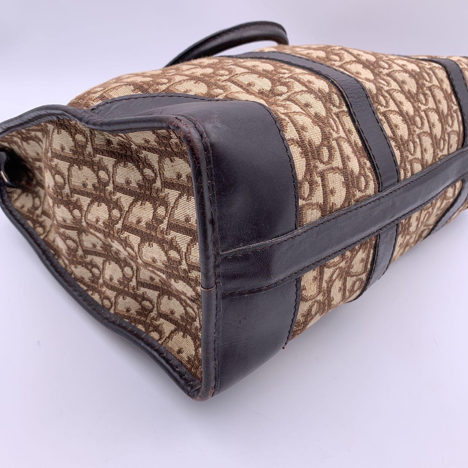 Christian Dior Vintage Brown Logo Monogram Oblique Canvas Satchel Bag 4