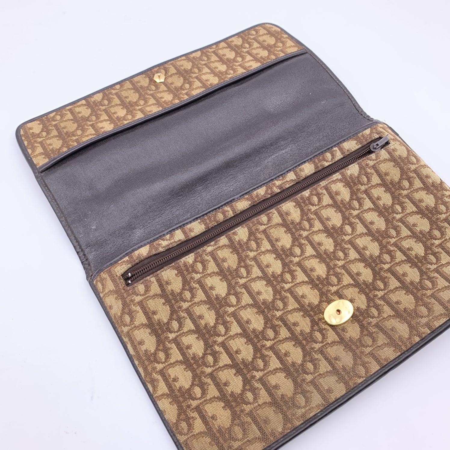 Christian Dior Vintage Brown Logo Oblique Canvas Clutch Bag 1