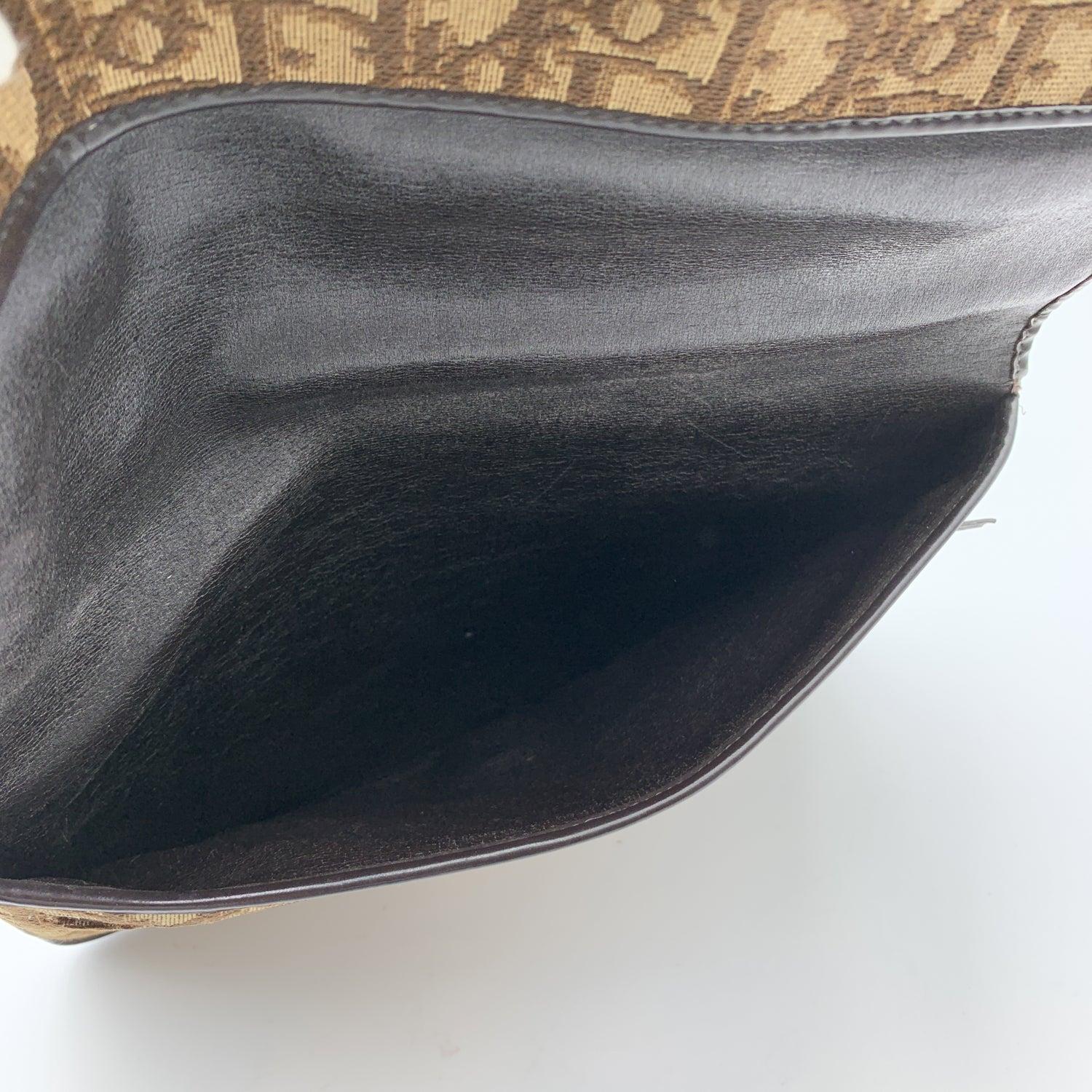 Christian Dior Vintage Brown Logo Oblique Canvas Clutch Bag 2