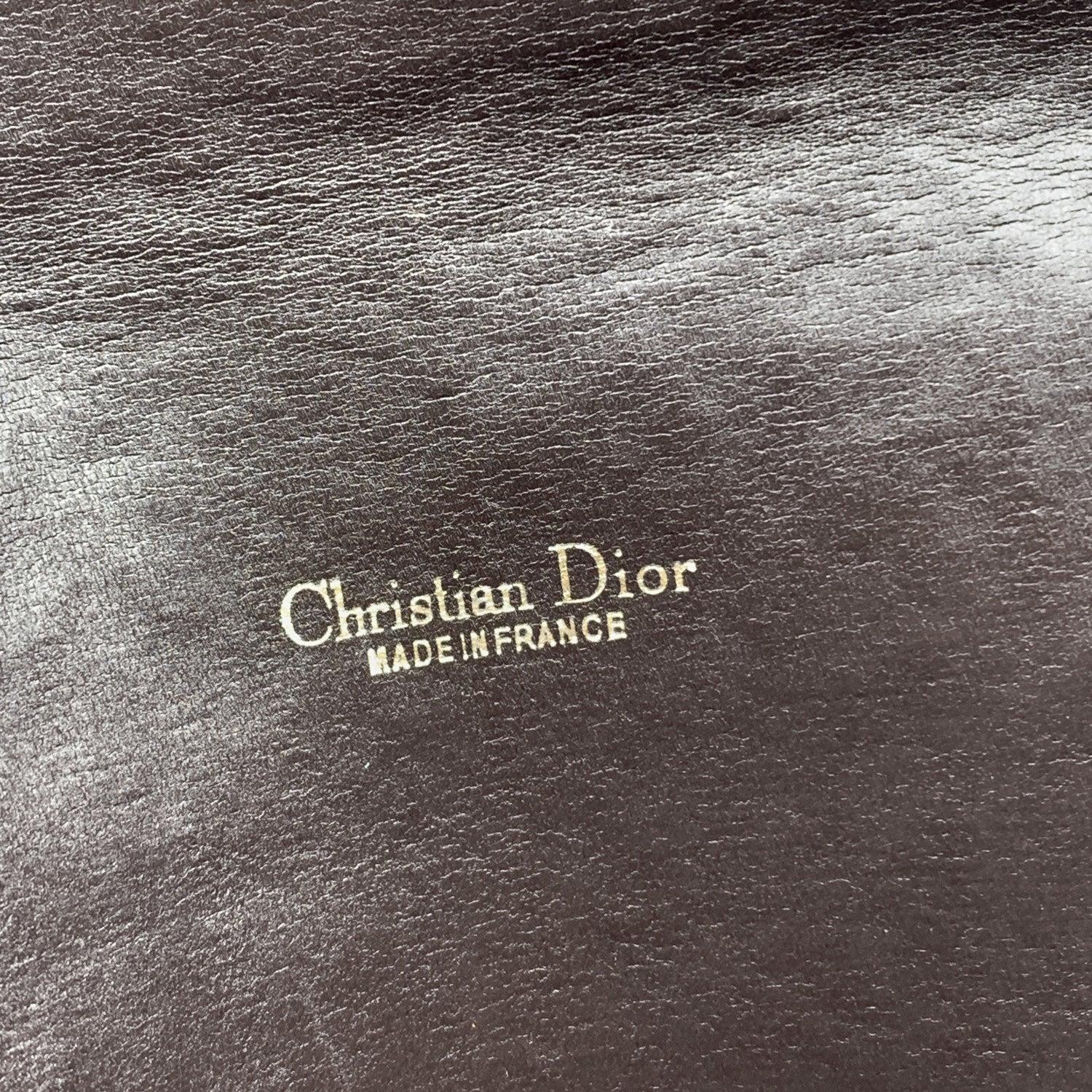 Christian Dior Vintage Brown Logo Oblique Canvas Flap Clutch Purse 1