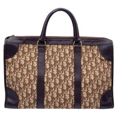 Christian Dior Retro Brown Logo Oblique Canvas Satchel Bag