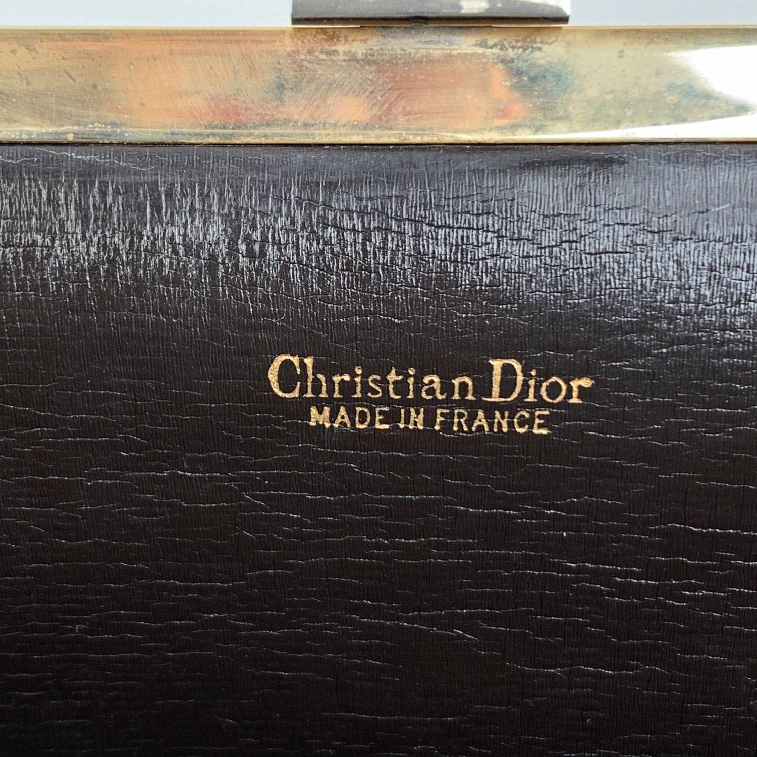 Christian Dior Vintage Brown Logo Tapestry Canvas Clutch Purse In Excellent Condition In Rome, Rome