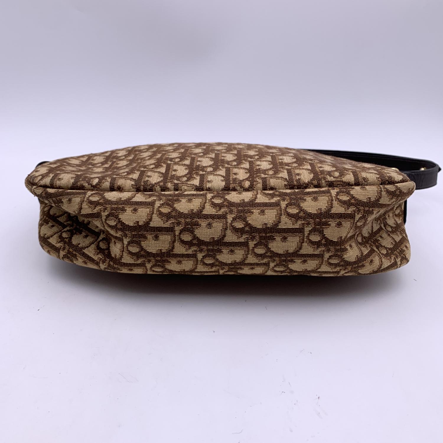 Christian Dior Vintage Brown Logo Tapestry Canvas Shoulder Bag 2