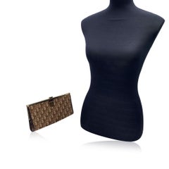 Christian Dior Vintage Brown Oblique Monogram Canvas Clutch Bag