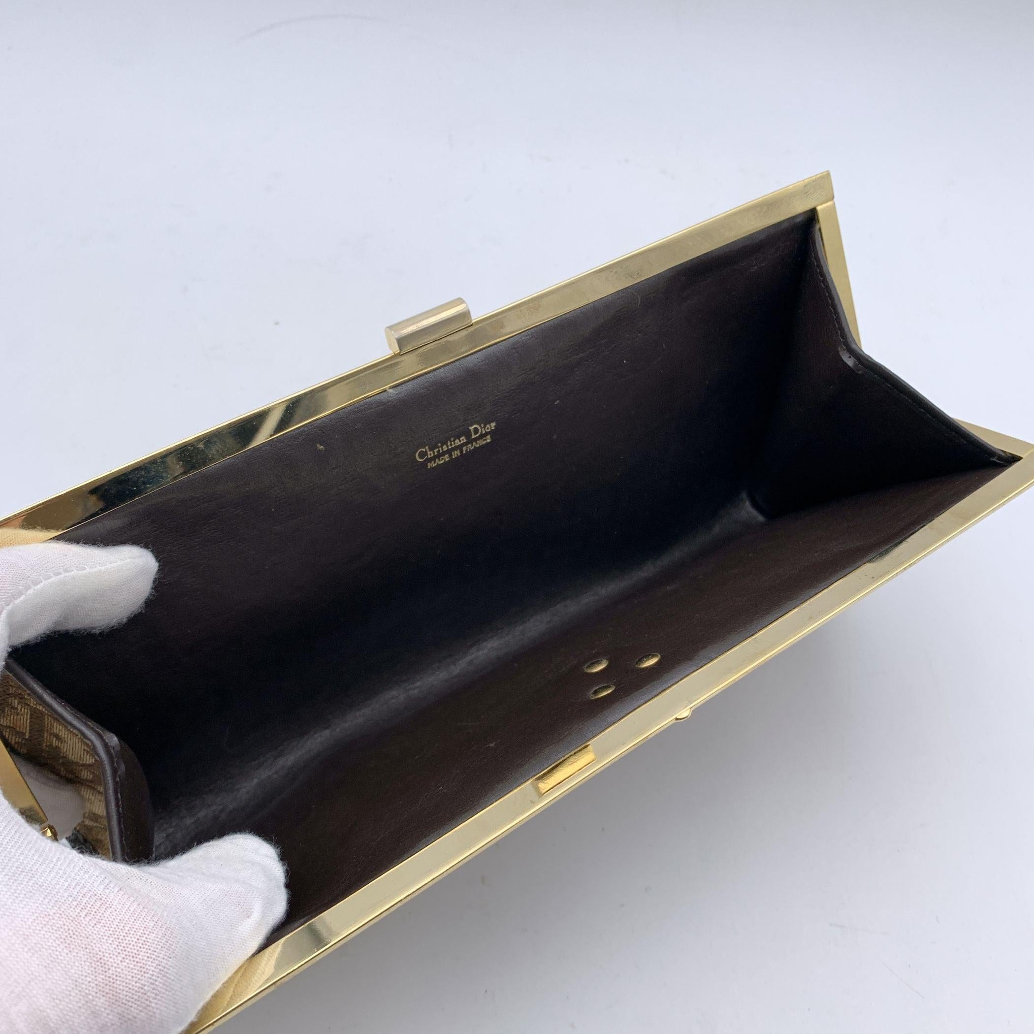 Christian Dior Vintage Brown Oblique Monogram Canvas Clutch Bag 1
