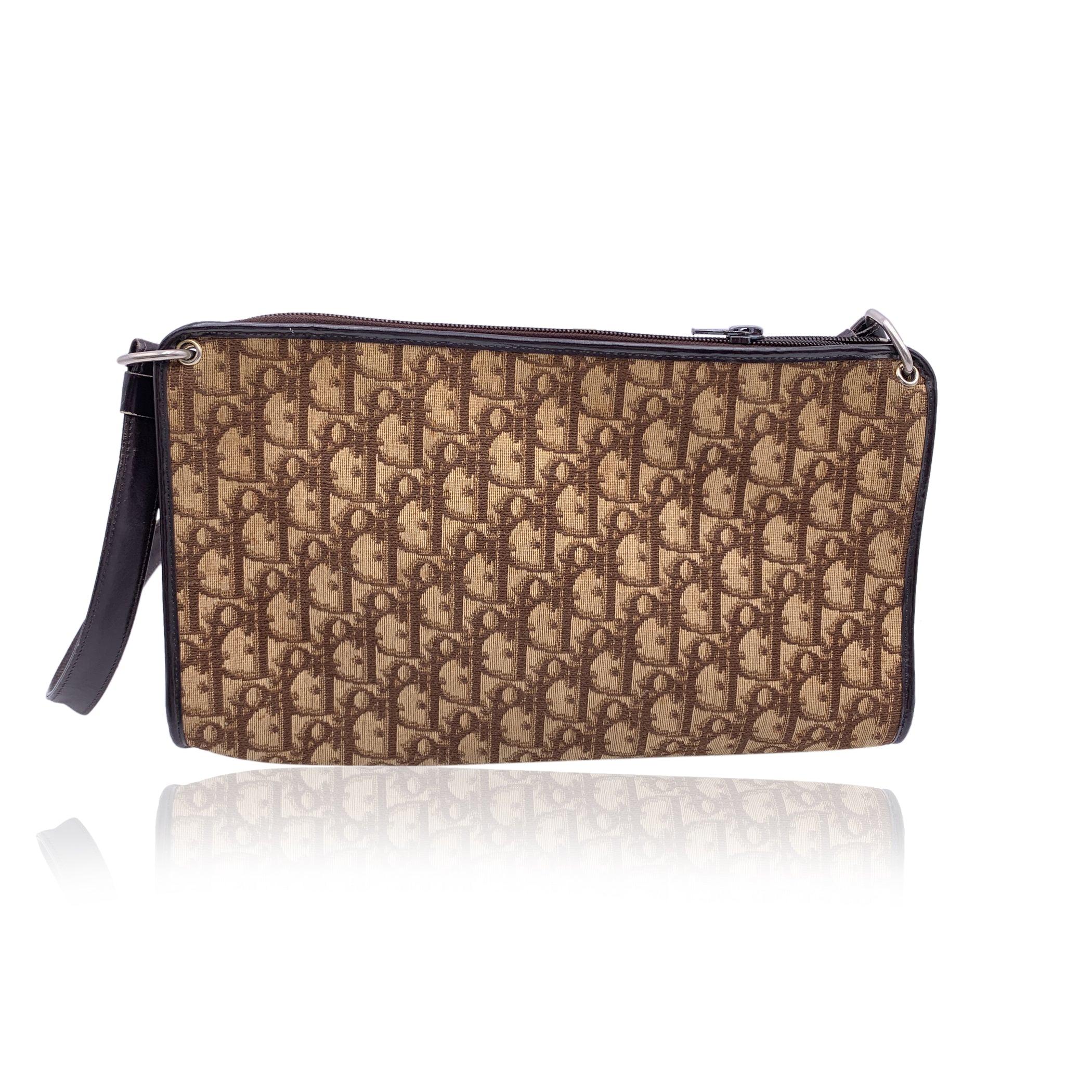 Christian Dior Vintage Brown Oblique Monogram Canvas Shoulder Bag In Good Condition In Rome, Rome