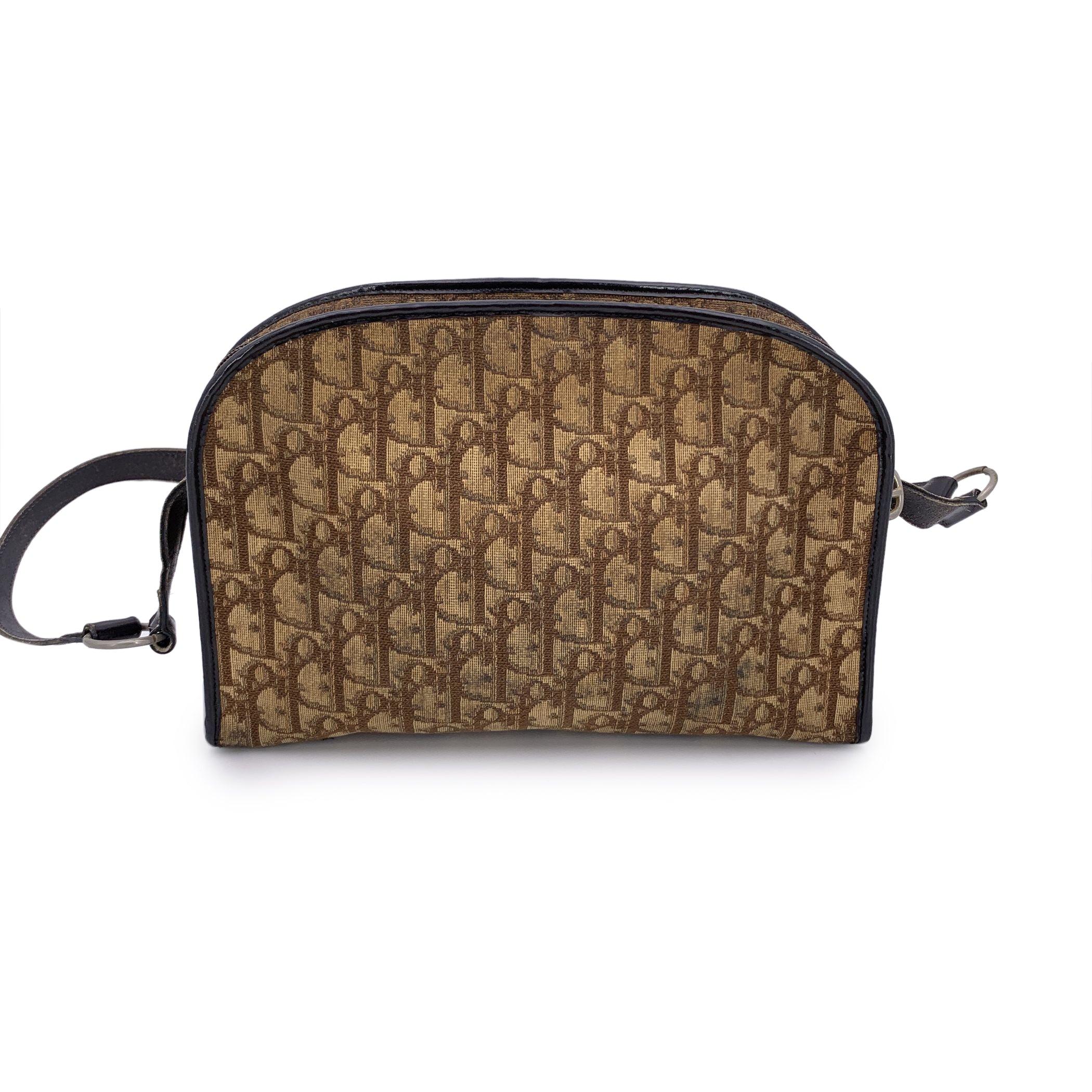 Christian Dior Vintage Brown Oblique Monogram Canvas Shoulder Bag In Good Condition For Sale In Rome, Rome