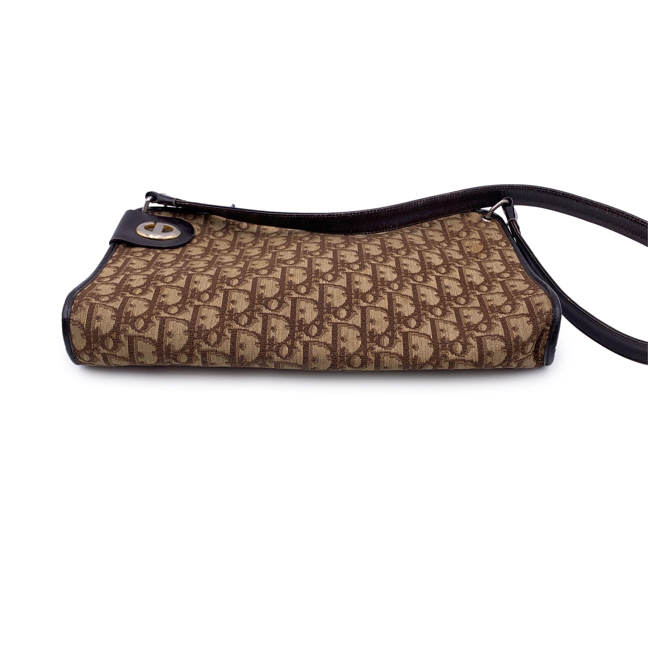 Women's Christian Dior Vintage Brown Oblique Monogram Canvas Shoulder Bag