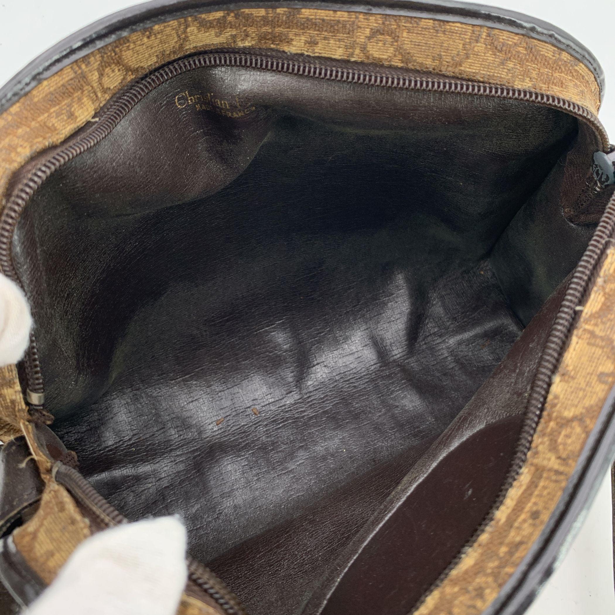 Christian Dior Vintage Brown Oblique Monogram Canvas Shoulder Bag For Sale 1