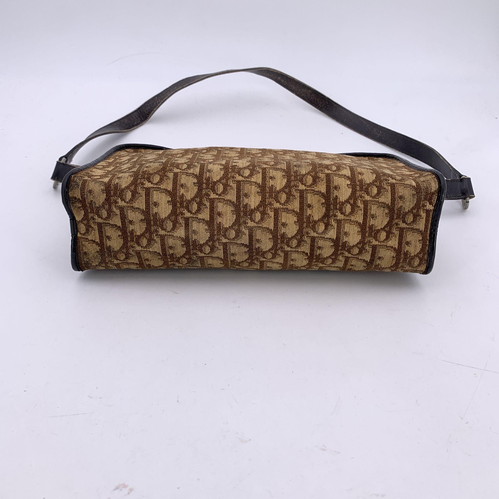 Christian Dior Vintage Brown Oblique Monogram Canvas Shoulder Bag For Sale 3