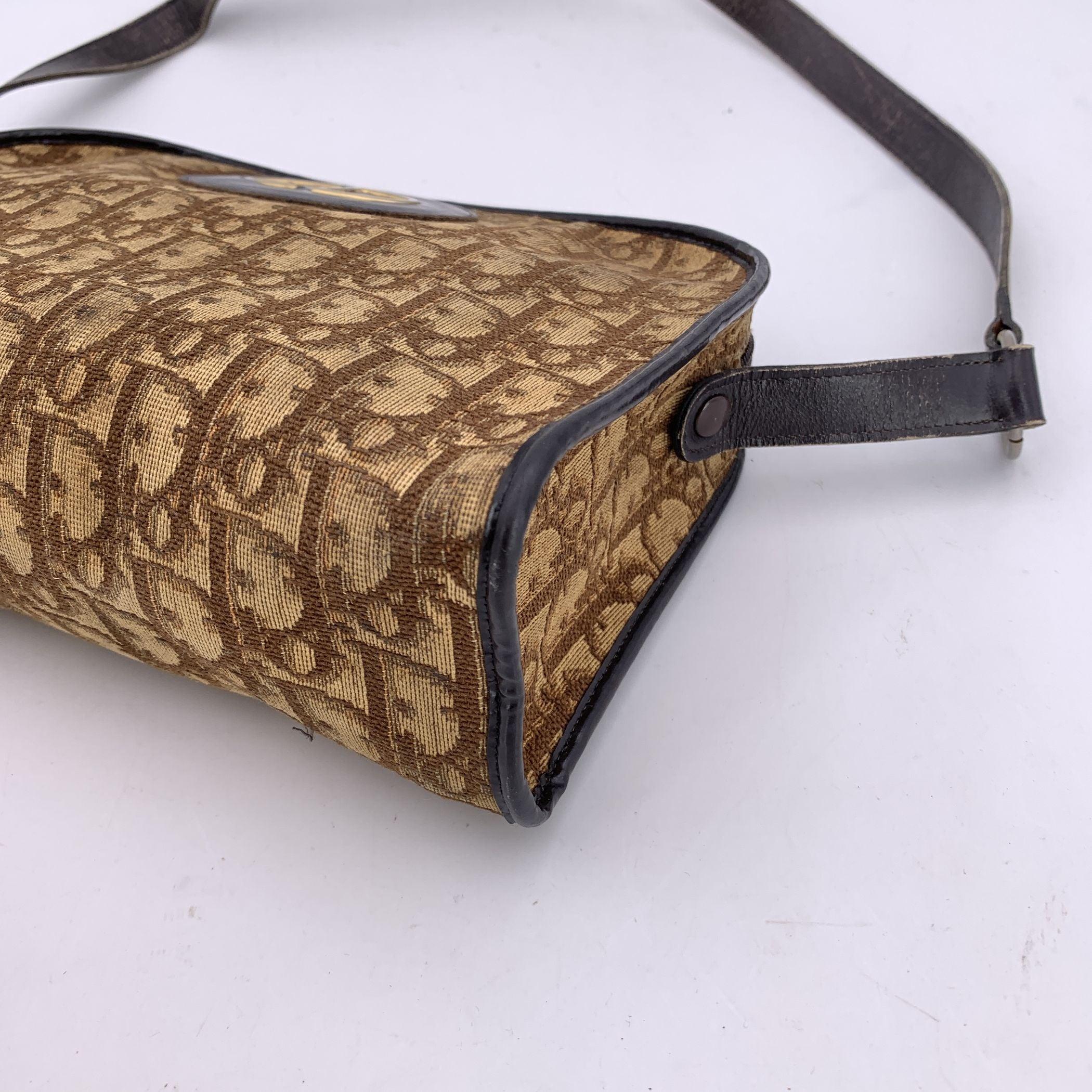 Christian Dior Vintage Brown Oblique Monogram Canvas Shoulder Bag For Sale 4