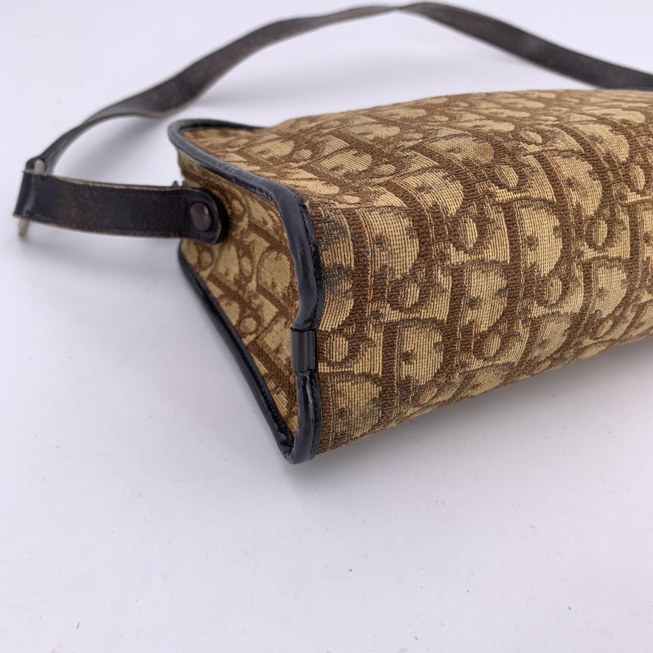 Christian Dior Vintage Brown Oblique Monogram Canvas Shoulder Bag For Sale 5
