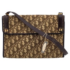 Christian Dior Vintage Brown Oblique Monogram Canvas Shoulder Bag