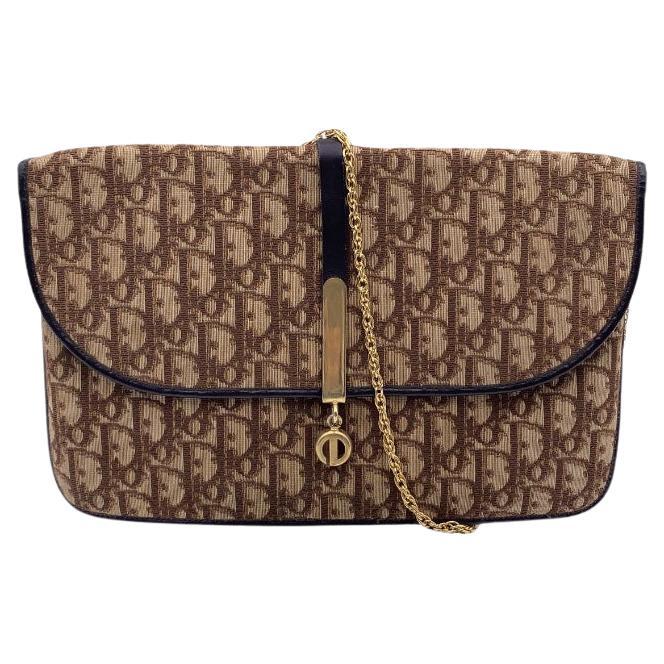Christian Dior Vintage Brown Oblique Monogram Chain Shoulder Bag