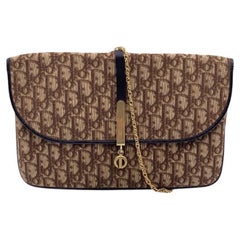 Christian Dior Retro Brown Oblique Monogram Chain Shoulder Bag