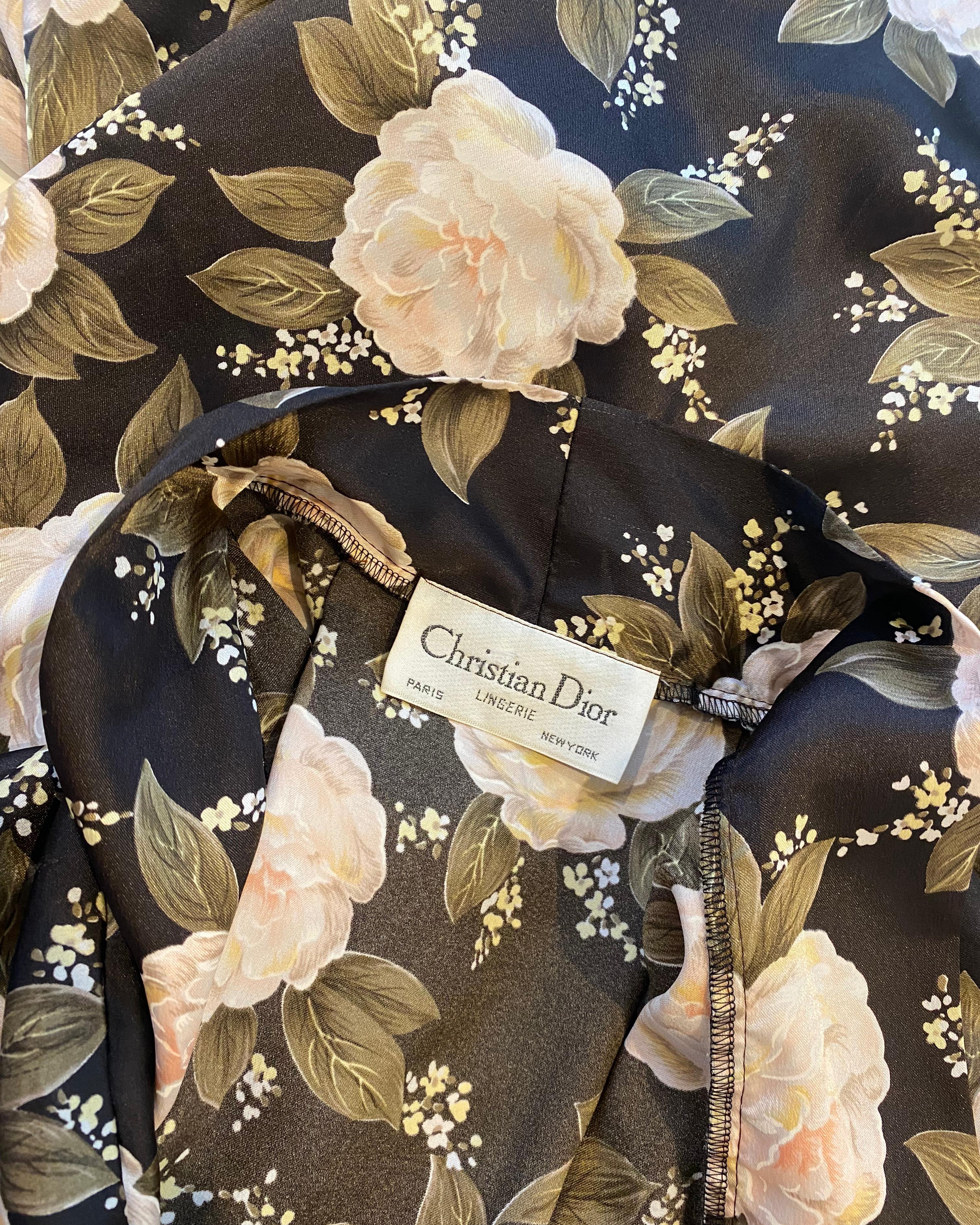 Christian Dior vintage braun rosa geblümt Kimono maxi Mantel Kleid Robe Nachthemd im Angebot 14