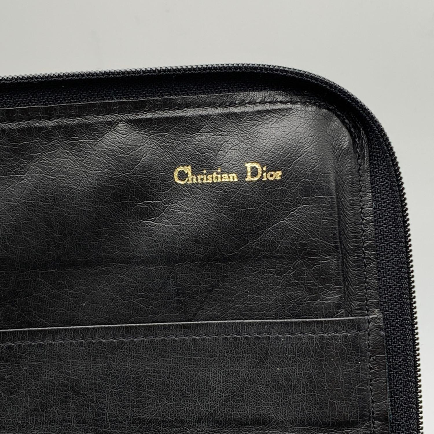 Christian Dior Vintage Burgundy Canvas and Black Leather Portfolio Bag 2