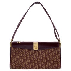 Christian Dior Vintage Burgundy Logo Canvas Shoulder Bag