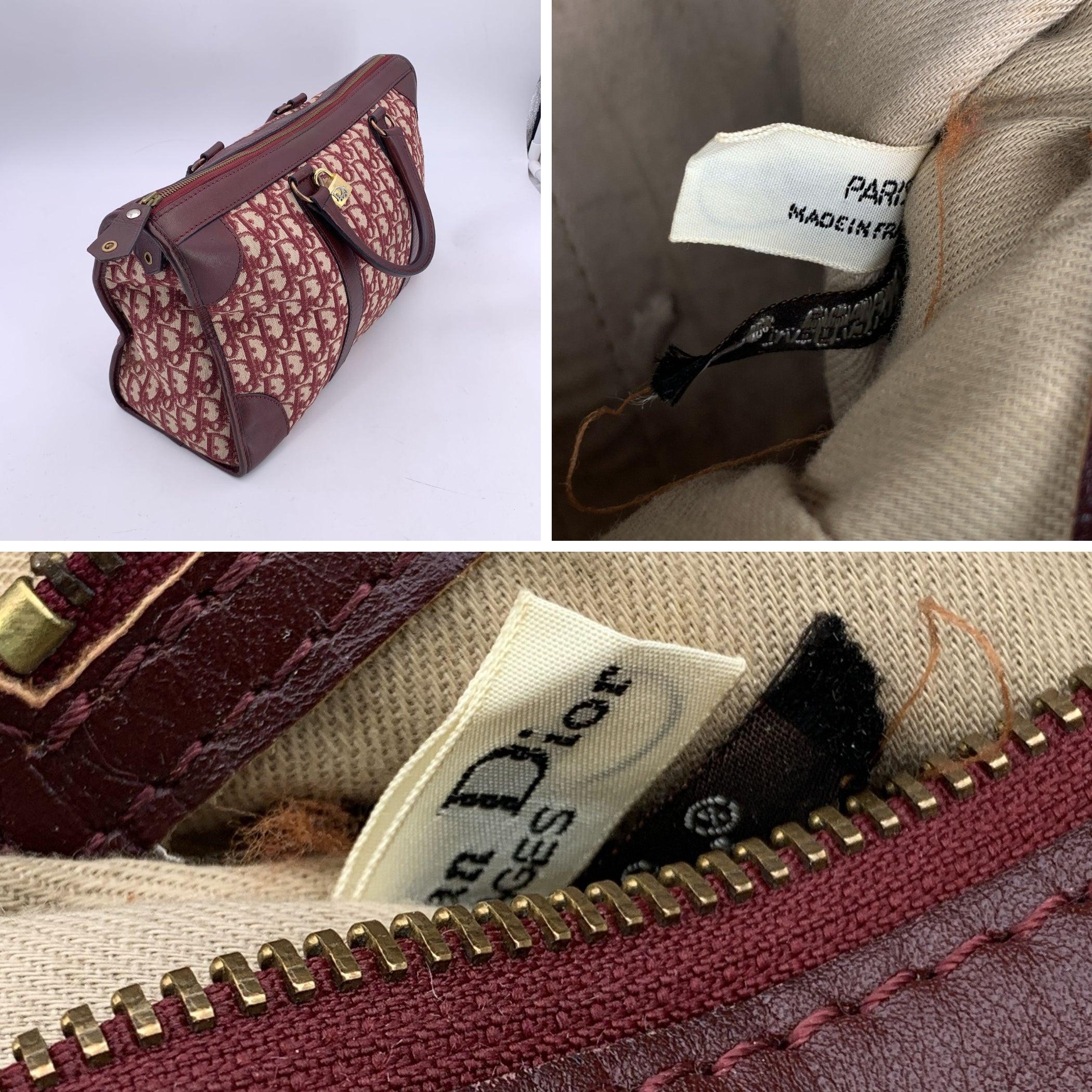 Christian Dior Vintage Burgundy Logo Monogram Oblique Satchel Bag In Good Condition In Rome, Rome