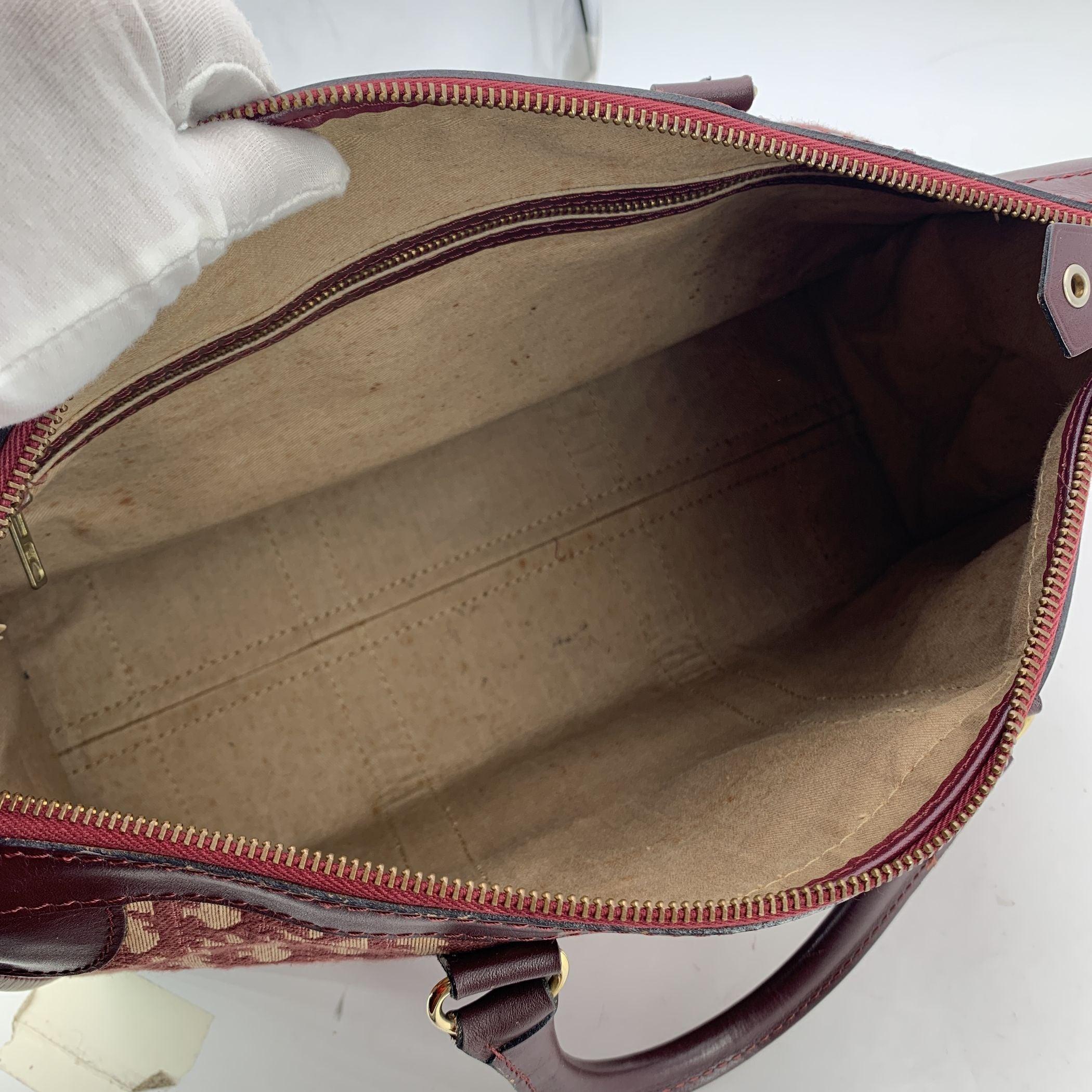 Christian Dior Vintage Burgundy Logo Monogram Oblique Satchel Bag In Good Condition In Rome, Rome