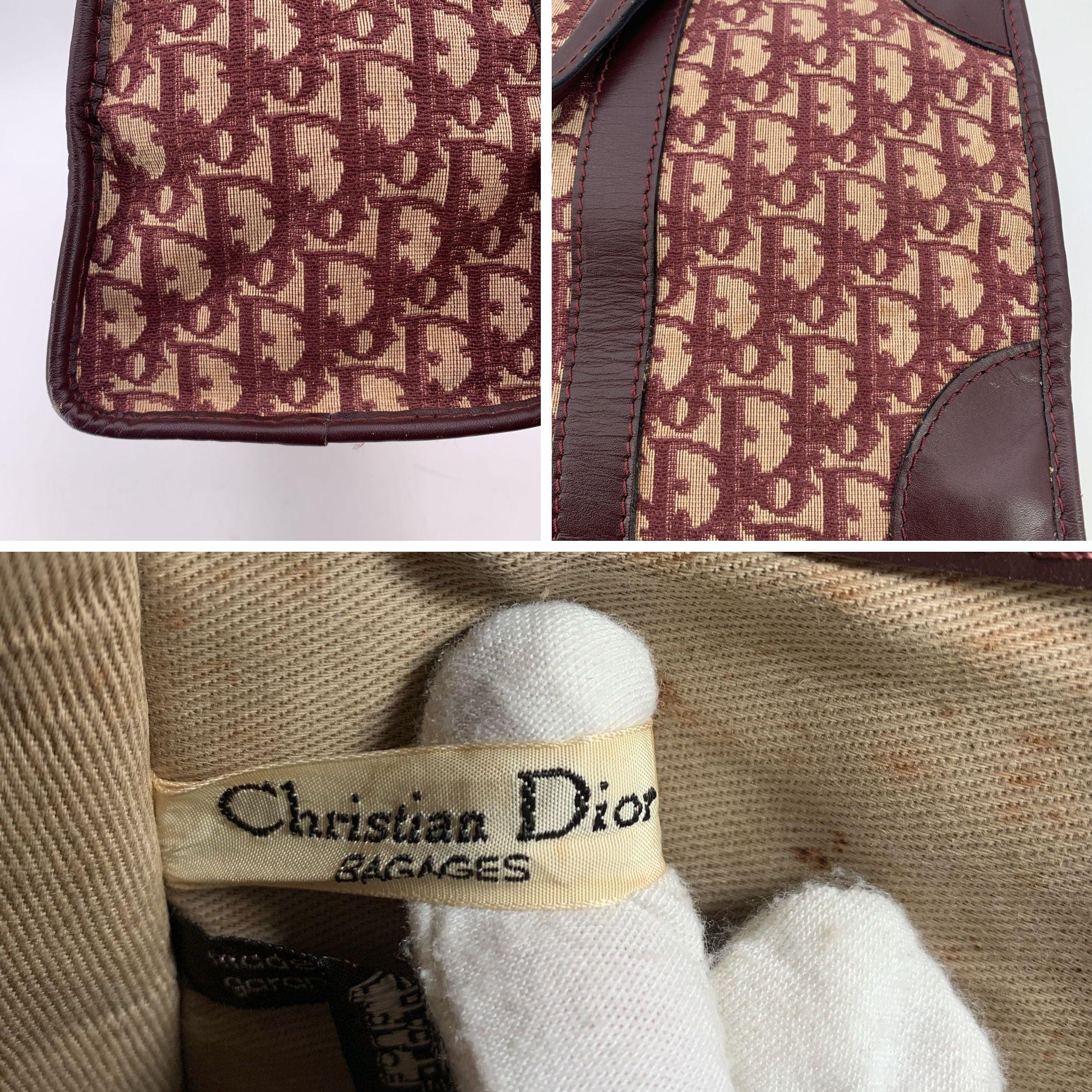 Christian Dior Vintage Burgundy Logo Monogram Oblique Satchel Bag 1