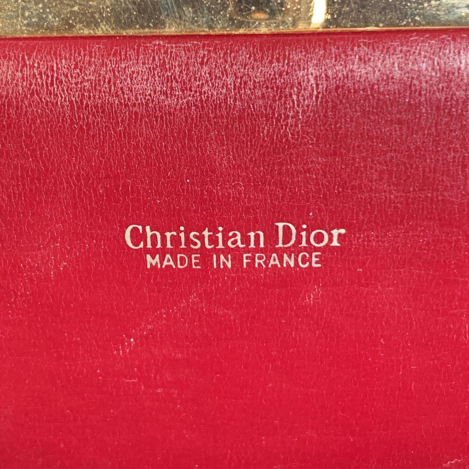 Christian Dior Vintage Burgundy Logo Tapestry Canvas Clutch Purse In Excellent Condition In Rome, Rome