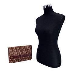 Christian Dior Vintage Burgundy Monogram Oblique Canvas Clutch Bag