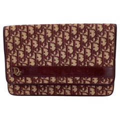 Christian Dior Vintage Burgundy Monogram Oblique Canvas Clutch Bag