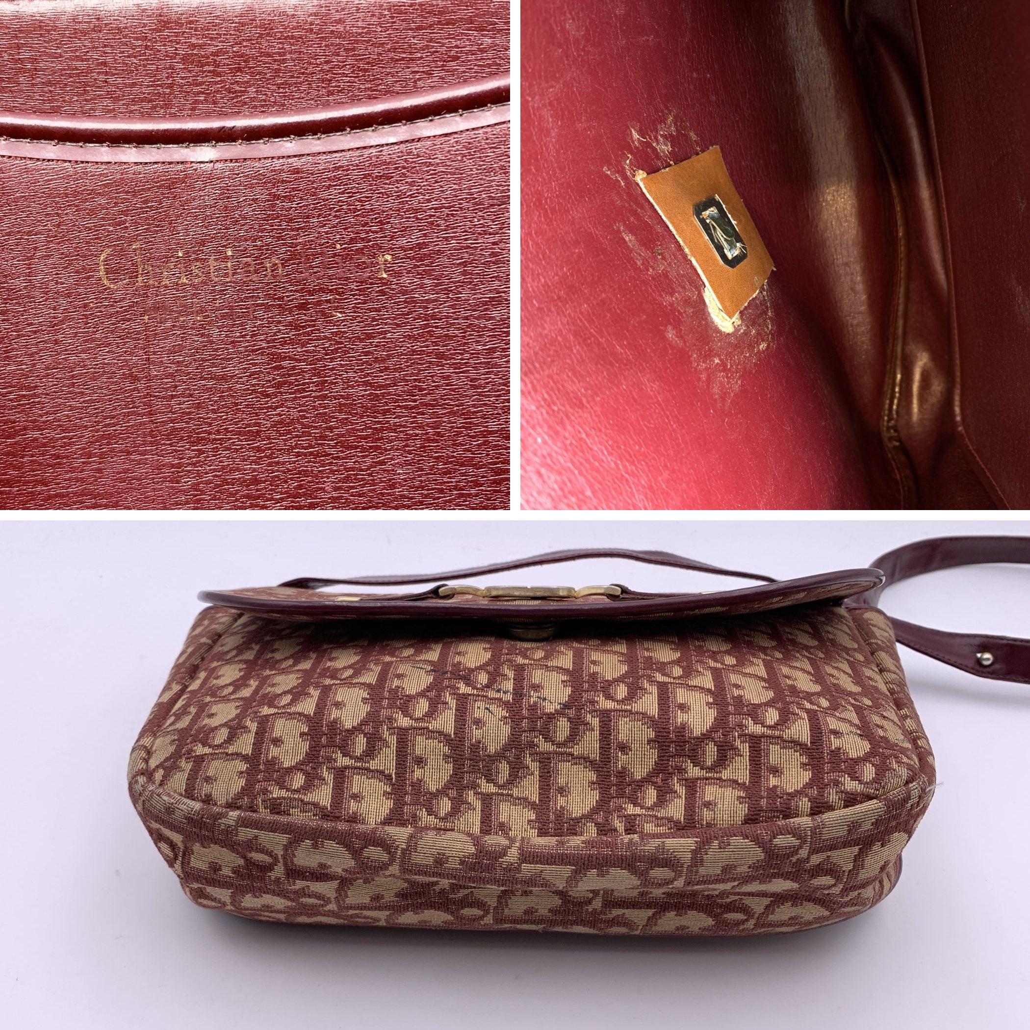 Christian Dior Vintage Burgundy Oblique Monogram Shoulder Bag 1