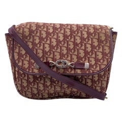 Christian Dior Vintage Burgundy Oblique Monogram Shoulder Bag