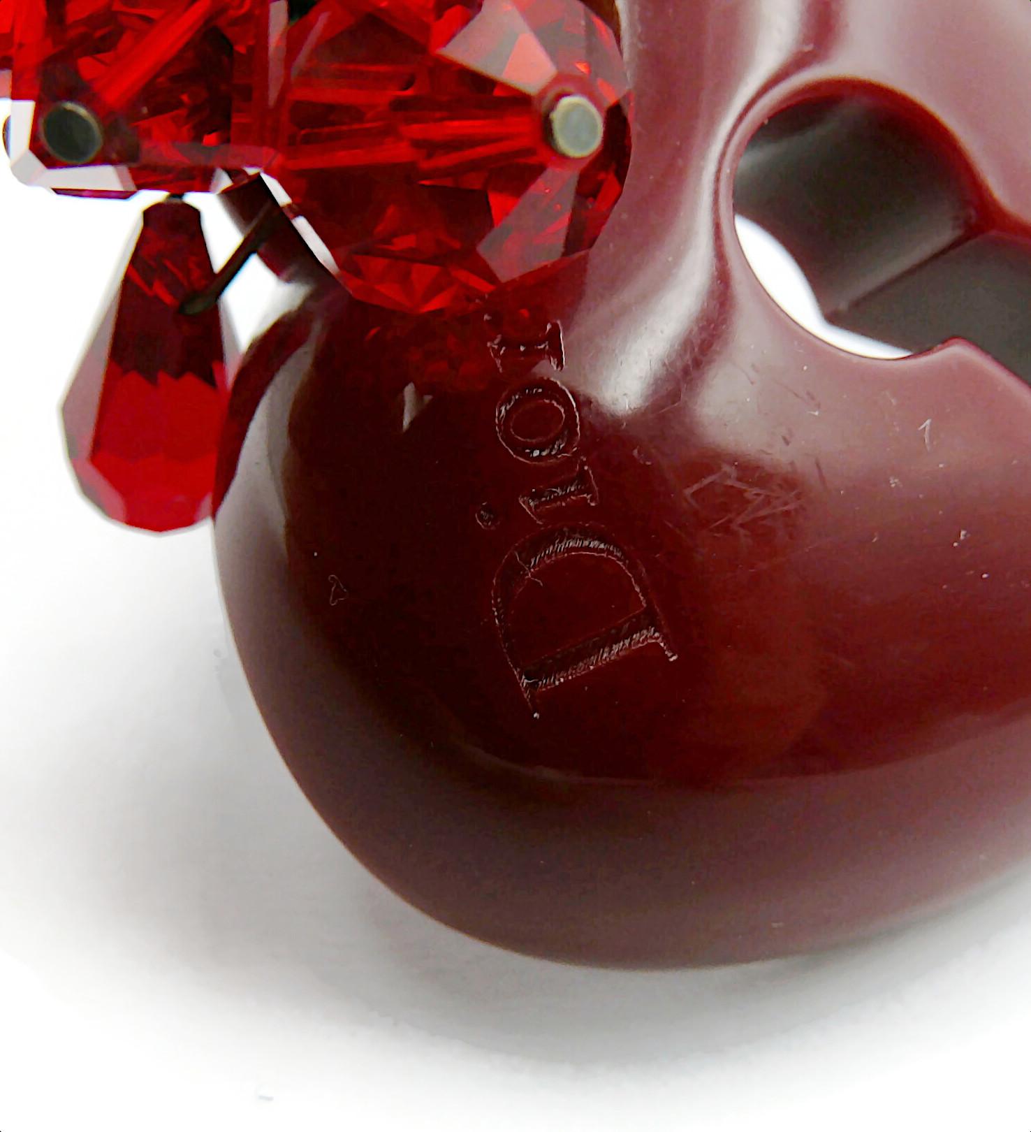 CHRISTIAN DIOR Vintage Burgundy Red Resin Key To My Heart Dangle Brooch For Sale 4