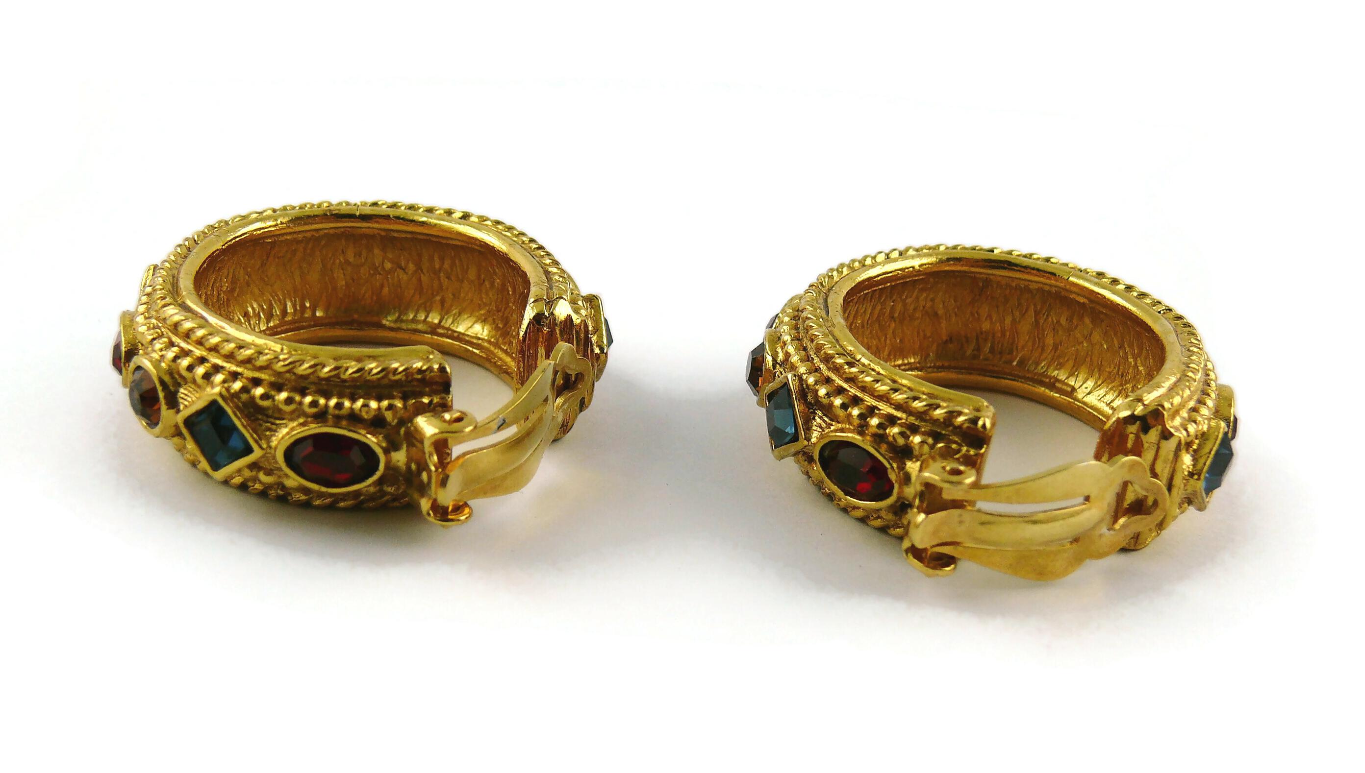 Christian Dior, boucles d'oreilles créoles vintage en or et bijoux de conception byzantine en vente 6